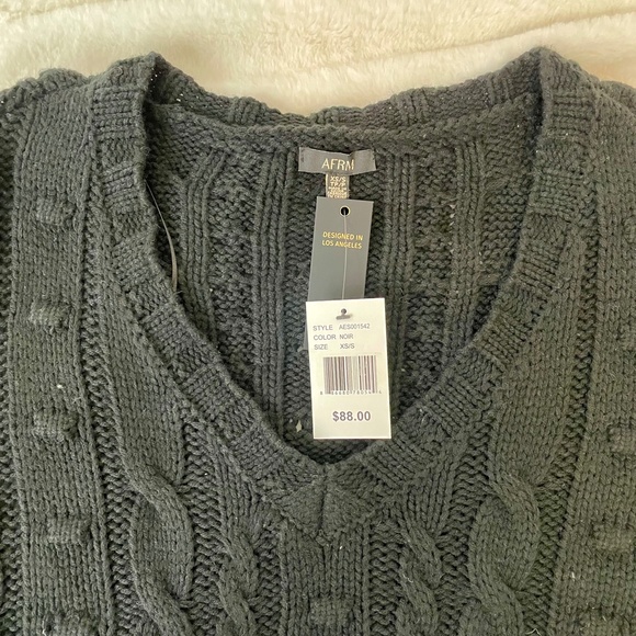 AFRM Black Noir V Neck Oversized Chunky Knit Sweater - Picture 4 of 8